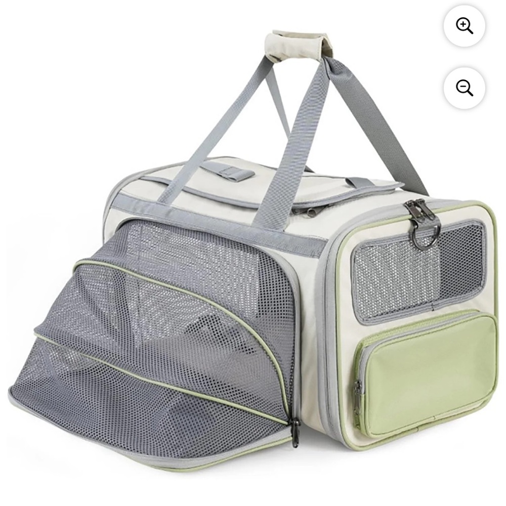 Pawaii Green Gray Cream Airplane Approved Cat Carrier Pet Travel Bag